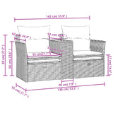 NNEVL Garden Sofa 2-Seater with Stools Grey Poly Rattan