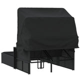 NNEVL Double Sun Lounger with Canopy and Cushions Black Poly Rattan