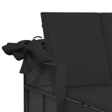 NNEVL Double Sun Lounger with Canopy and Cushions Black Poly Rattan
