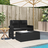 NNEVL Reclining Garden Bench with Cushions Black Poly Rattan