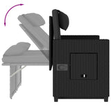 NNEVL Reclining Garden Bench with Cushions Black Poly Rattan