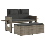NNEVL Reclining Garden Bench with Cushions Grey Poly Rattan