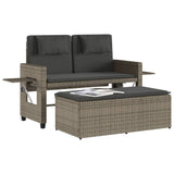 NNEVL Reclining Garden Bench with Cushions Grey Poly Rattan