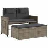 NNEVL Reclining Garden Bench with Cushions Grey Poly Rattan