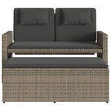 NNEVL Reclining Garden Bench with Cushions Grey Poly Rattan