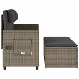 NNEVL Reclining Garden Bench with Cushions Grey Poly Rattan