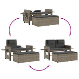 NNEVL Reclining Garden Bench with Cushions Grey Poly Rattan