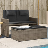 NNEVL Reclining Garden Bench with Cushions Grey Poly Rattan