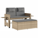 NNEVL Reclining Garden Bench with Cushions Beige Poly Rattan