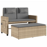 NNEVL Reclining Garden Bench with Cushions Beige Poly Rattan