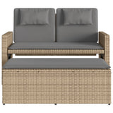 NNEVL Reclining Garden Bench with Cushions Beige Poly Rattan