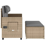 NNEVL Reclining Garden Bench with Cushions Beige Poly Rattan