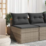 NNEVL Garden Sofas Armless with Cushions 2 pcs Grey Poly Rattan