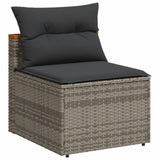 NNEVL Garden Sofas Armless with Cushions 2 pcs Grey Poly Rattan