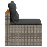 NNEVL Garden Sofas Armless with Cushions 2 pcs Grey Poly Rattan