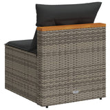 NNEVL Garden Sofas Armless with Cushions 2 pcs Grey Poly Rattan