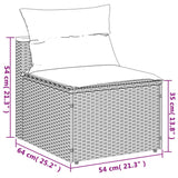 NNEVL Garden Sofas Armless with Cushions 2 pcs Grey Poly Rattan