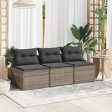 NNEVL Garden Sofas Armless with Cushions 2 pcs Grey Poly Rattan