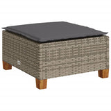 NNEVL Garden Stool with Cushion Grey 63.5x56x32 cm Poly Rattan