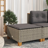 NNEVL Garden Stool with Cushion Grey 63.5x56x32 cm Poly Rattan