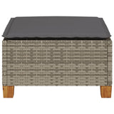 NNEVL Garden Stool with Cushion Grey 63.5x56x32 cm Poly Rattan