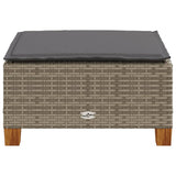 NNEVL Garden Stool with Cushion Grey 63.5x56x32 cm Poly Rattan