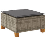 NNEVL Garden Stool with Cushion Grey 63.5x56x32 cm Poly Rattan