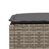 NNEVL Garden Stool with Cushion Grey 63.5x56x32 cm Poly Rattan