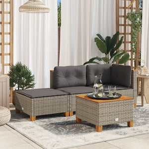 NNEVL Garden Stool with Cushion Grey 63.5x56x32 cm Poly Rattan