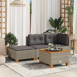 NNEVL Garden Stool with Cushion Grey 63.5x56x32 cm Poly Rattan