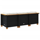 NNEVL Garden Sofa with Cushions 3-Seater Black Poly Rattan