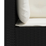 NNEVL Garden Sofa with Cushions 3-Seater Black Poly Rattan