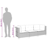 NNEVL Garden Sofa with Cushions 3-Seater Black Poly Rattan