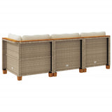 NNEVL Garden Sofa with Cushions 3-Seater Beige Poly Rattan