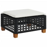 NNEVL Garden Stool with Cushion Black 63.5x56x32 cm Poly Rattan