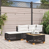 NNEVL Garden Stool with Cushion Black 63.5x56x32 cm Poly Rattan