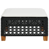 NNEVL Garden Stool with Cushion Black 63.5x56x32 cm Poly Rattan