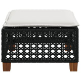 NNEVL Garden Stool with Cushion Black 63.5x56x32 cm Poly Rattan