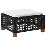NNEVL Garden Stool with Cushion Black 63.5x56x32 cm Poly Rattan