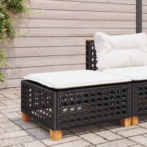 NNEVL Garden Stool with Cushion Black 63.5x56x32 cm Poly Rattan