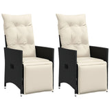 NNEVL Reclining Garden Chairs 2 pcs with Cushions Black Poly Rattan