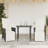 NNEVL Reclining Garden Chairs 2 pcs with Cushions Black Poly Rattan