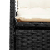NNEVL Reclining Garden Chairs 2 pcs with Cushions Black Poly Rattan