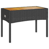 NNEVL Garden Bench 2-Seater with Cushions and Table Black Poly Rattan