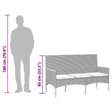 NNEVL Garden Bench 3-Seater with Cushions Black Poly Rattan