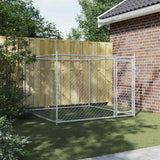 NNEVL Dog Cage with Door Grey 2x2x1.5 m Galvanised Steel