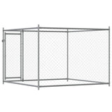 NNEVL Dog Cage with Door Grey 2x2x1.5 m Galvanised Steel