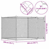 NNEVL Dog Cage with Door Grey 2x2x1.5 m Galvanised Steel