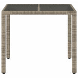 NNEVL Garden Table with Glass Top Grey 90x90x75 cm Poly Rattan