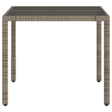 NNEVL Garden Table with Glass Top Grey 90x90x75 cm Poly Rattan